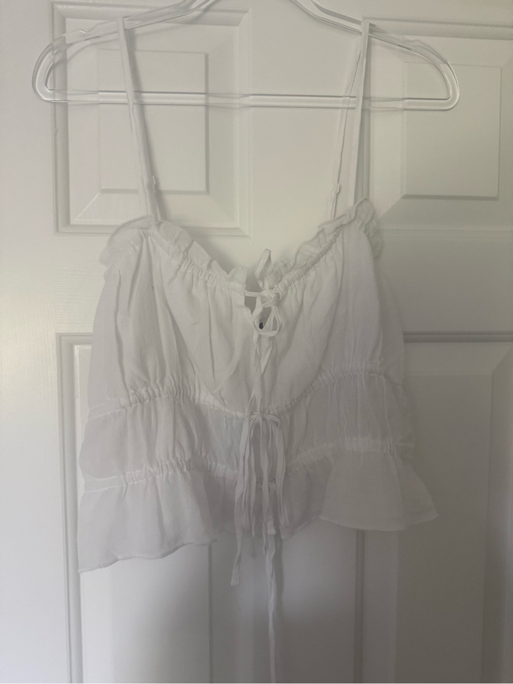 NWT White Spaghetti Strap Ruffle Tank Top - Women